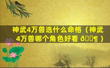 神武4万兽选什么命格（神武4万兽哪个角色好看 🐶 ）